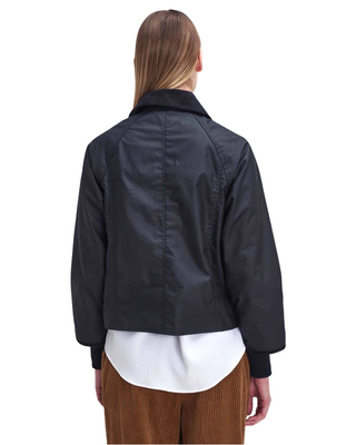 Cropped Beadnell Wax Jacket- Black/Classic