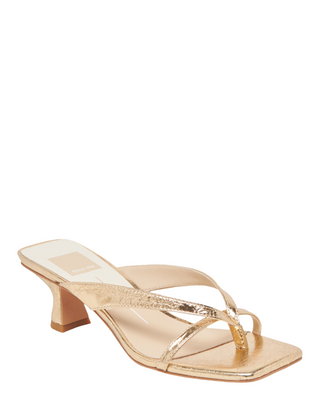 Brevel Heel- Gold Distressed Leather
