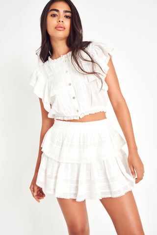 Ruffle Mini Skirt- Antique White