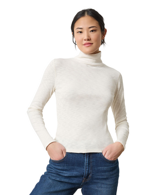 Rib Slub Turtleneck- Talc