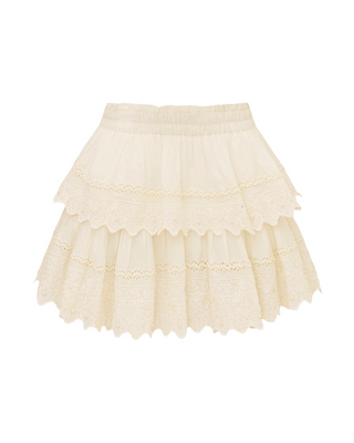 Ruffle Mini Pearl-Embellished Skirt- Off White