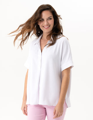 Drop Shoulder Four Button Collared Top- Multiple Colors