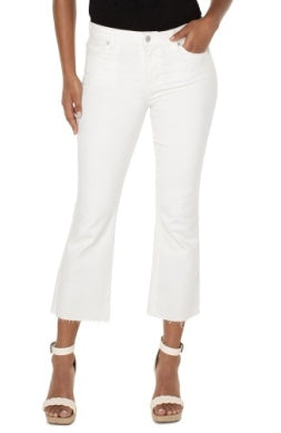 Hannah Crop Flare with Cut Hem- Bone White