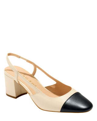 Summer Cap Toe Sling Back Heel- Ivory + Black
