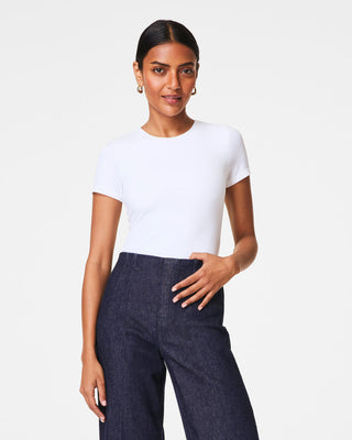 Smoothing Jersey Short Sleeve Crewneck Tee- White