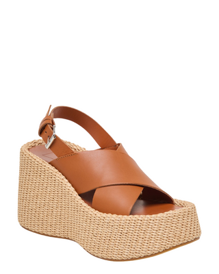 Skylar Platform Wedge Sandal- Brown Leather