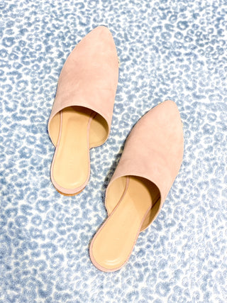 Raleigh Label Slides- Blush Suede