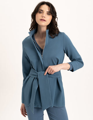Danielle Tie Front Jacket- Peacock Blue