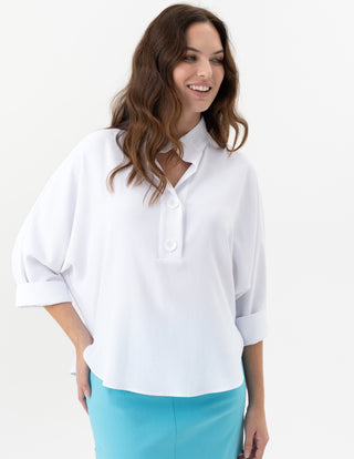 3/4 Sleeve Two Button Collar Top- Multiple Colors
