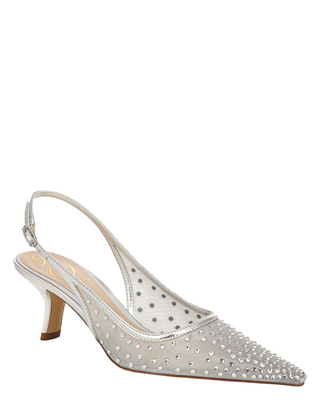 Bianka Mesh Slingback Heel- Metallic Silver
