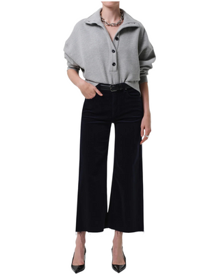 Lyra Corduroy Wide Leg Crop-  Navy