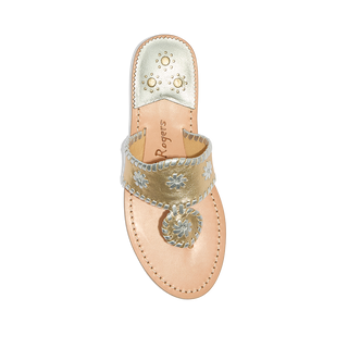 Jacks Flat Sandal- Platinum + Silver