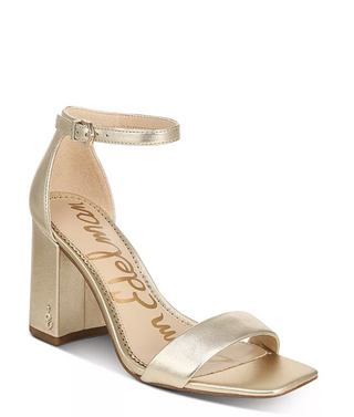 Daniella Block Heel Sandals- Metallic Gold