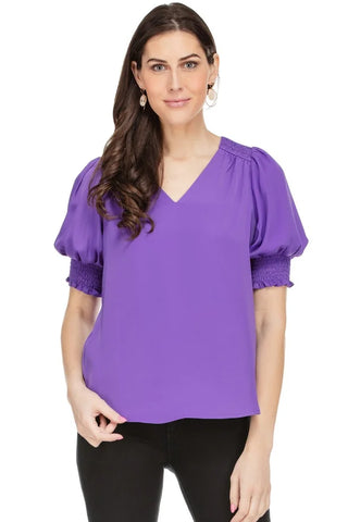 Smock Shoulder Top- Purple