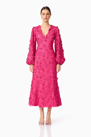 Claudia Midi Dress- Fuchsia