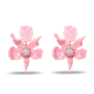 Crystal Lily Earrings- Rose