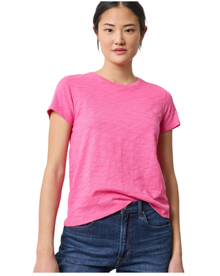 Short Sleeve Back Seam Crewneck- Rosebud