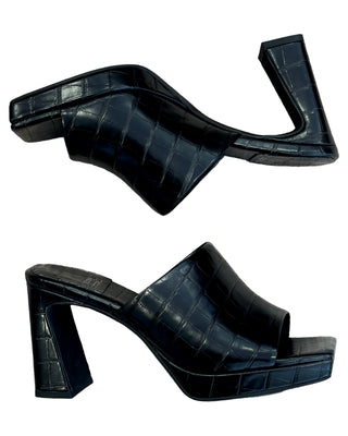 Caviar Mule Sandal- Black Croc