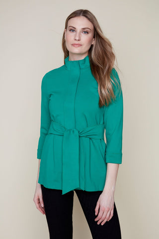 Danielle Tie Front Jacket- Emerald