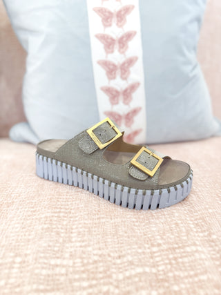 Tulip Buckle Sandal- Silver