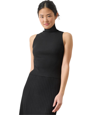 Rib Turtleneck Shell Sweater- Black