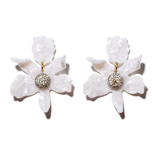 Crystal Lily Earrings- Mother of Pearl