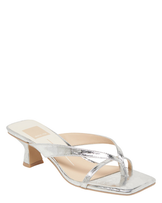 Brevel Heel- Silver Distressed Leather