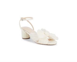 Dahlia Knot Mule with Ankle Strap- Pearl