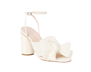 Camellia Knot Mule with Ankle Strap- Pearl