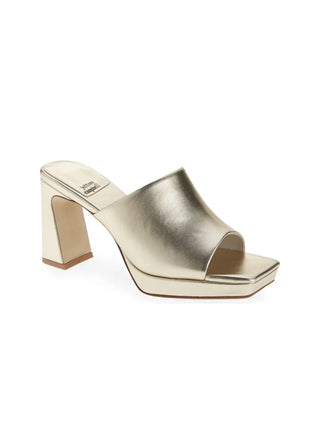 Caviar Mule Sandal- Light Gold Metallic