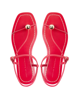 Lara Strappy Flat Sandal- Red