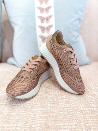 Alaina Sneaker- Rose Metallic Raffia