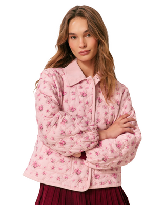 Quinlette Floral Quilted Jacket- Raspberry Fields