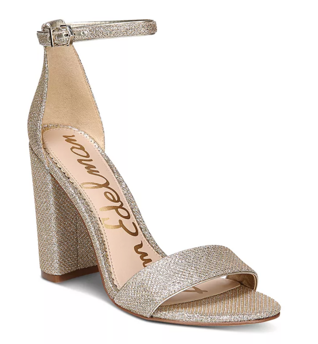 Yaro Block Heel Sandal- Light Gold Mesh – Monkee Sam Edelman Yaro Sandal Gold Block Heels main image 0