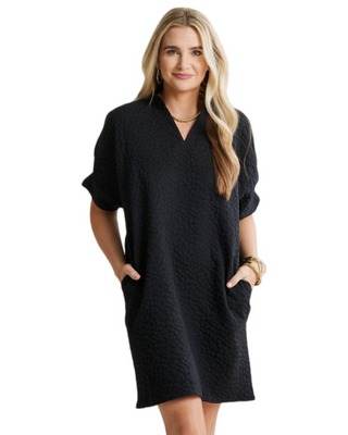 Annie Quilted Dress- Black One Size