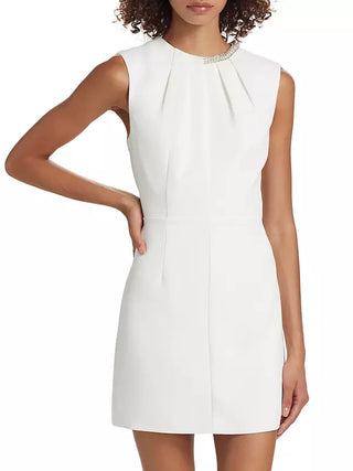 Nyra Crepe Crystal Embellished Dress- White