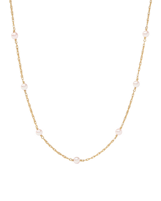 The Pink Delicate Station Necklace- Pink Pearl