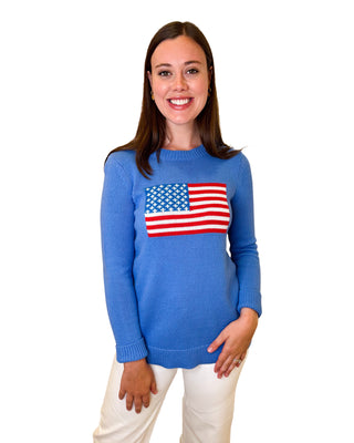 American Flag Sweater- Hydrangea