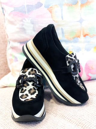Monkee's Exclusive Alina Platform Slip On Sneaker- Black Jaguar