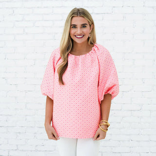 Cami Jacquard Top- Coral (One Size)