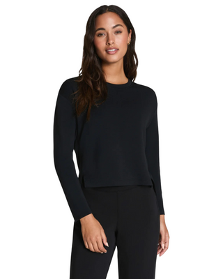 AirEssentials Long Sleeve Side Slit Top- Very Black