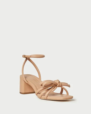 Mikel Leather Bow Mid-Heel Sandal- Dune