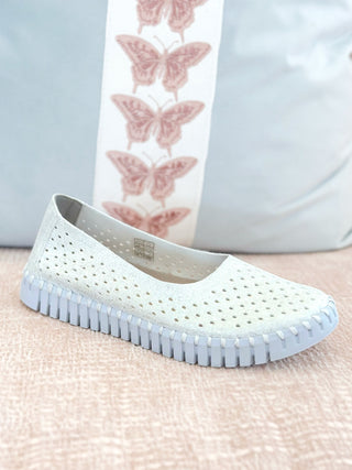 Tulip Ballet Flat- White