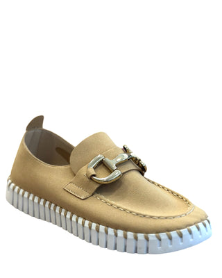 Tulip Slip-On Loafer with Buckle- Latte