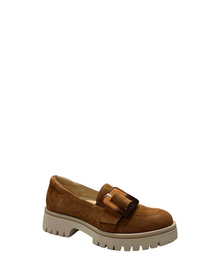 Vala Buckle Loafer- Caramel Velour