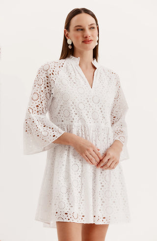 Abbie Eyelet Dress- White