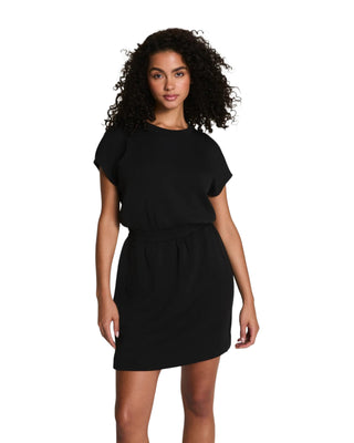 AirEssentials Cap Sleeve Cinch Waist Dress- Very Black