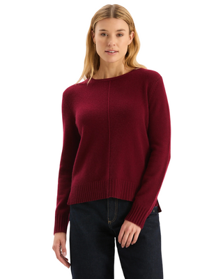 Asha Cashmere Center Stitch Sweater- Crimson