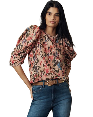 Ikat Tiny Flowers Pink 3D Blouse