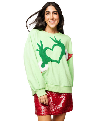 Green Grinch Heart Hands Sweatshirt